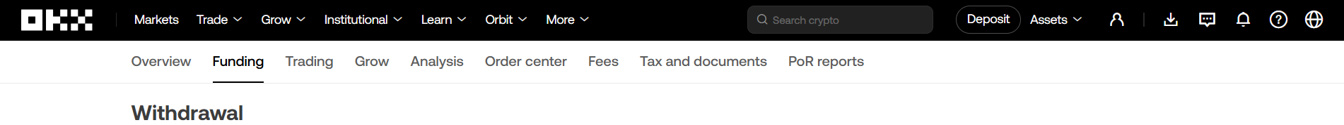 OKX Header Navigation